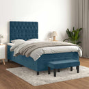 kontinentalseng med madras 120x190 cm velour mørkeblå