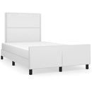 sengeramme uden madras 120x190 cm kunstlæder enkeltseng hvid