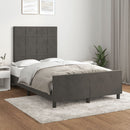 sengeramme uden madras 120x190 cm fløjl enkeltseng mørkegrå