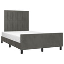 sengeramme uden madras 120x190 cm fløjl enkeltseng mørkegrå