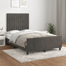 sengeramme uden madras 120x190 cm fløjl enkeltseng mørkegrå