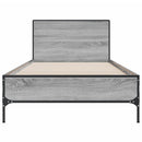 sengeramme 90x200 cm konstrueret træ og metal grå sonoma-eg