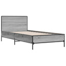 sengeramme 100x200 cm konstrueret træ og metal grå sonoma-eg