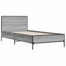 sengeramme 75x190 cm konstrueret træ og metal grå sonoma-eg
