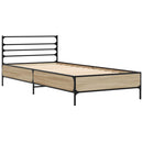 sengeramme 90x200 cm konstrueret træ og metal sonoma-eg