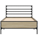 sengeramme 90x200 cm konstrueret træ og metal sonoma-eg