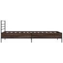 sengeramme 100x200 cm konstrueret træ og metal brunt egetræ