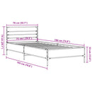 sengeramme 75x190 cm konstrueret træ og metal sort