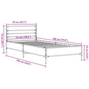 sengeramme 75x190 cm konstrueret træ og metal sonoma-eg