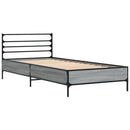 sengeramme 75x190 cm konstrueret træ og metal grå sonoma-eg
