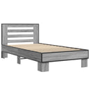 sengeramme 100x200 cm konstrueret træ og metal grå sonoma-eg