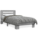 sengeramme 75x190 cm konstrueret træ og metal grå sonoma-eg