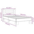 sengeramme 75x190 cm konstrueret træ og metal grå sonoma-eg