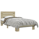 sengeramme 90x190 cm konstrueret træ og metal sonoma-eg