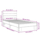 sengeramme 90x190 cm konstrueret træ og metal sonoma-eg