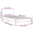 sengeramme 90x200 cm konstrueret træ og metal røget eg