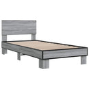 sengeramme 75x190 cm konstrueret træ og metal grå sonoma-eg