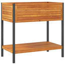plantekasse med hylde 80x45x80 cm massivt akacietræ og stål