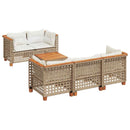 sofasæt til haven 6 dele med hynder polyrattan beige