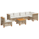 sofasæt til haven 7 dele med hynder polyrattan beige