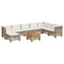 sofasæt til haven 9 dele med hynder polyrattan beige