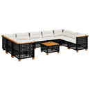 sofasæt til haven 10 dele med hynder polyrattan sort