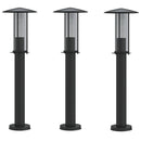 udendørs standerlampe 3 stk. 60 cm rustfrit stål sort