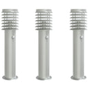 udendørs standerlamper 3 stk. sensor 60 cm rustfrit stål sølv