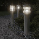 udendørs standerlampe med stikkontakt 60 cm rustfrit stål sølv