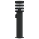 udendørs standerlampe med stikkontakt 60 cm rustfrit stål sort
