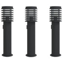 udendørs standerlamper 3stk stikkontakt 60cm rustfrit stål sort