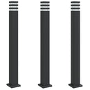 udendørs standerlamper 3 stk. 110 cm aluminium sort