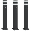 udendørs standerlamper 3 stk. med sensor 80 cm aluminium sort