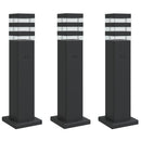 udendørs standerlamper 3 stk. stikkontakt 50 cm aluminium sort
