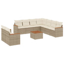 sofasæt til haven 10 dele med hynder polyrattan beige
