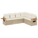 sofasæt til haven 6 dele med hynder polyrattan beige