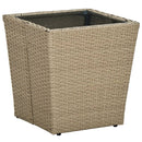 bistrosæt til haven 3 dele med hynder polyrattan og glas beige