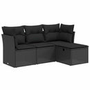 sofasæt til haven 4 dele med hynder polyrattan sort