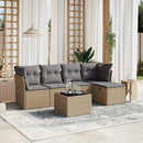 havesofasæt 6 dele med hynder polyrattan beige