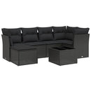 sofasæt til haven 7 dele med hynder polyrattan sort