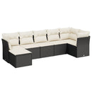 sofasæt til haven 7 dele med hynder polyrattan sort