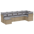 havesofasæt 7 dele med hynder polyrattan beige