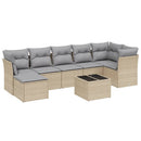 havesofasæt 8 dele med hynder polyrattan beige