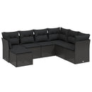 sofasæt til haven 7 dele med hynder polyrattan sort