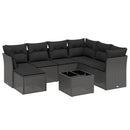 sofasæt til haven 8 dele med hynder polyrattan sort