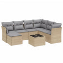 havesofasæt 8 dele med hynder polyrattan beige
