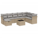 spisebordssæt til haven 9 dele med hynder polyrattan beige