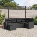sofasæt til haven 6 dele med hynder polyrattan sort