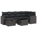sofasæt til haven 7 dele med hynder polyrattan sort