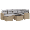 havesofasæt 7 dele med hynder polyrattan beige